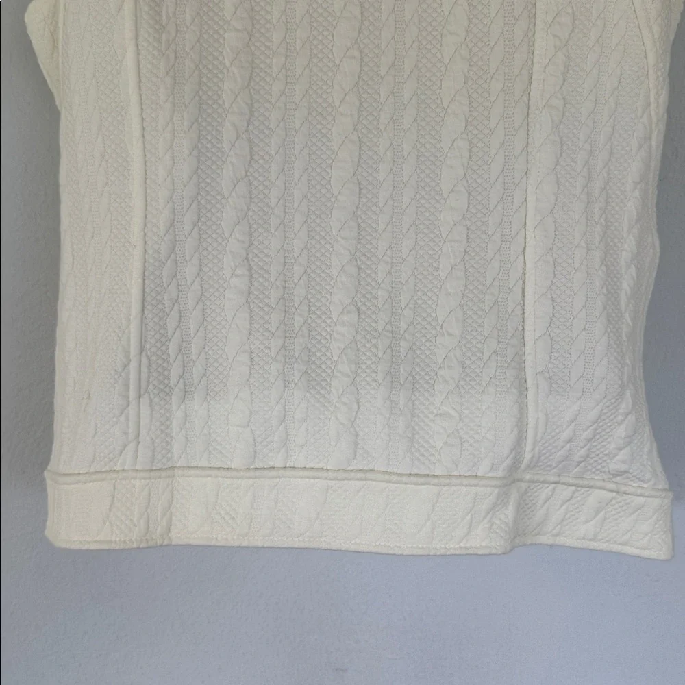 Westbound white textured cable knit cotton stretch full zip vest size small